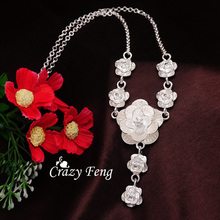 High Quality Women s 925 Sterling Silver Fashion Jewelry pendant Necklace Flower Chain Necklaces Jewelry Gifts