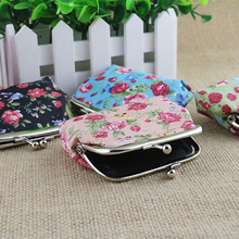 Small Rose Print Floral Bomboniera Buckle Wallet Bag Keys Pouch Coin Purse Gift