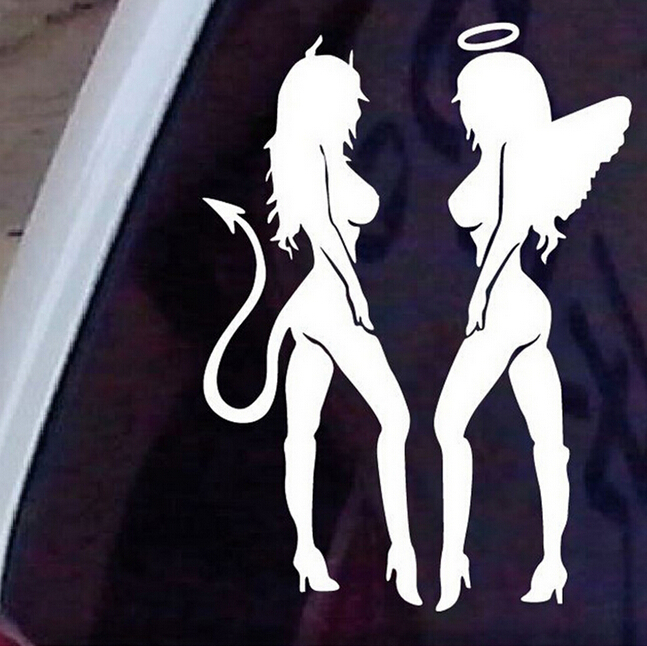 Sexy Girls Car Sticker Angel Devil Beauty 16 11cm Super Cool Car styling Decal
