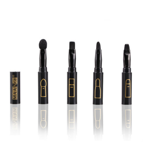 Hot New Fashion Black Portable 4in1 4pcs Beauty Makeup Cosmetic Foundation Eyeshadow Lip Brushes Set Kit