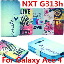 For Samsung Galaxy Ace 4 Lite Duos leather case G313H G313M / Trend 2 G313HN flip wallet tpu case cover + Stand Card Holder