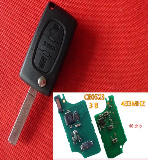 CE0523 Peugeot 3 button flip key