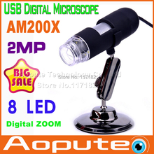 2014 New Arrival Microscope Camera 2 0MP 25 200X Measurement Software Black Handhold Measuring 8LED USB