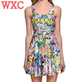 Pokemon Go Pikachu Dress Girls Summer Sleeveless Pleated Party Sexy Dress Costume Empire Girl Clothing WXC