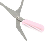 Girl Lady s Eyelash Thinning Shears Comb Pink Eyebrow Trimmer Eyelash Hair Clips Scissors Shaping Eyebrow