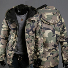 New Design Man Winter Camouflage Hooded Zipper Cotton Jacket Coat Keep Warm Slim Army Green Overcoat Jackets Men Teenagers M-XXL