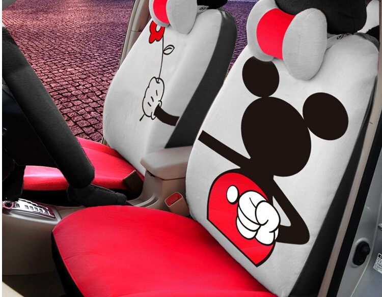 High Grade 10ps The New Girls Love Cartoon Mickey Mouse Car Seat Cover Four Seasons General Winter Plush Covers