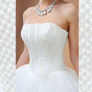 wedding dress with pearls