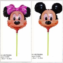 Hot selling  40pcs/lot 35*35cm minnie&mickey mouse with sticks foil balloons for children birthday party decoration mylar globos