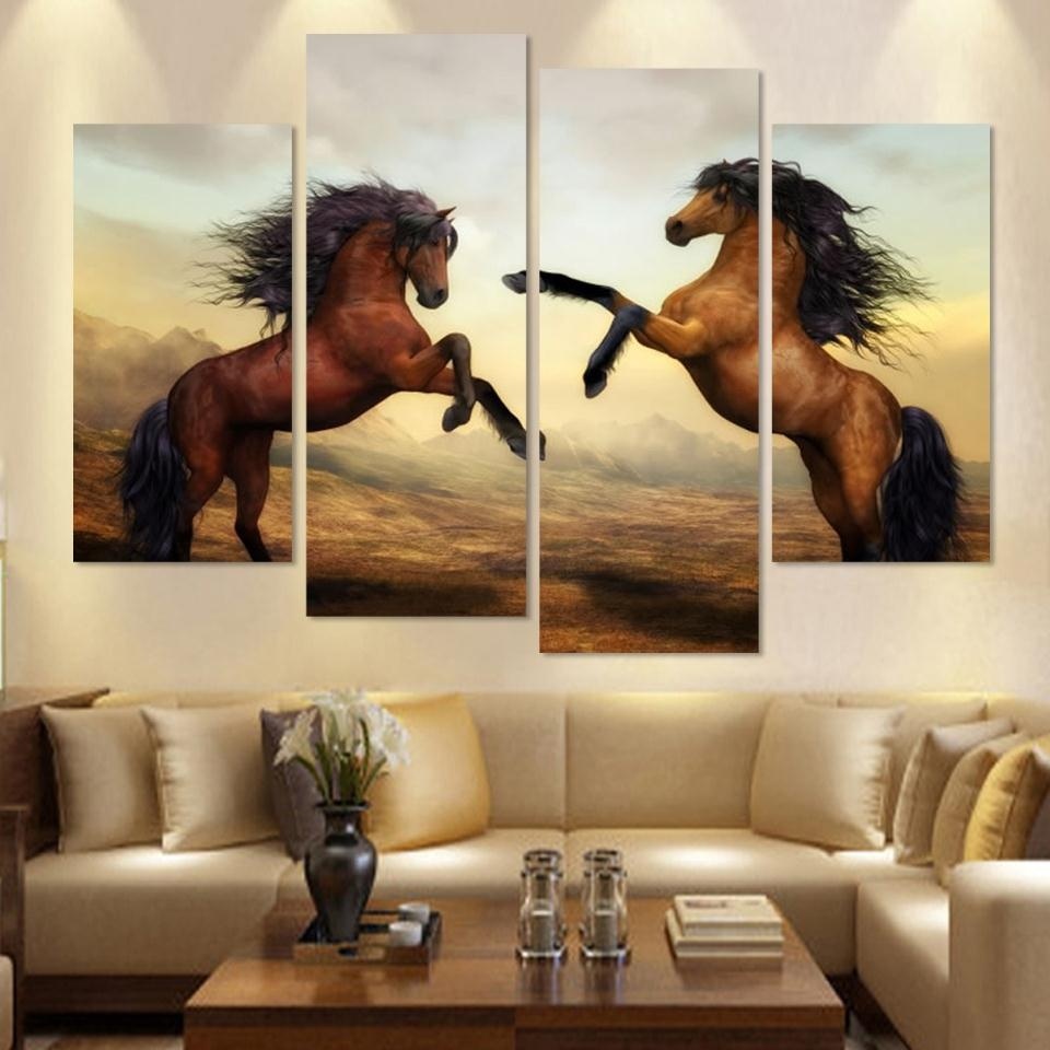 HD Canvas Prints Home Decor Wall Art Painting Horse Modern Art 4pcs (No Frames)