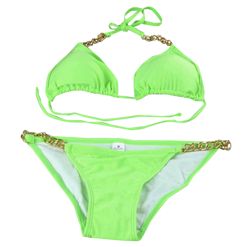 2016 Ladies Fancy Tiny Bikini Swimwear Women Sexy Neon Bandage Strappy 