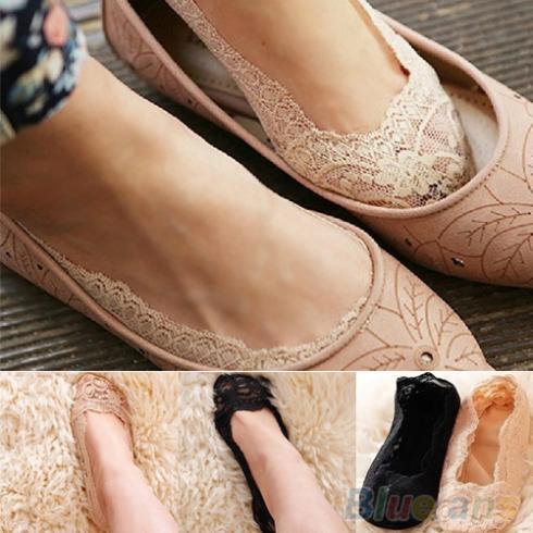 Fashion Women s Cotton Lace Antiskid Invisible Liner Low Cut Socks 2K8G