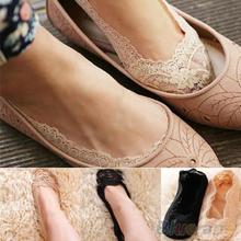 Fashion Women s Cotton Lace Antiskid Invisible Liner Low Cut Socks 2K8G