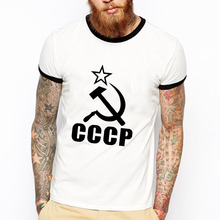 Unique CCCP Russian T Shirts Men USSR Soviet Union Man t shirt Moscow Russia Mens Tees Cotton O Neck Ringer Tops Free Shipping