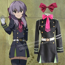Promotion !!! Hiiragi Shinoa Cosplay Costumes Anime Seraph of the end (Dress + Belt + Necktie + Bowknot + Armband + String)