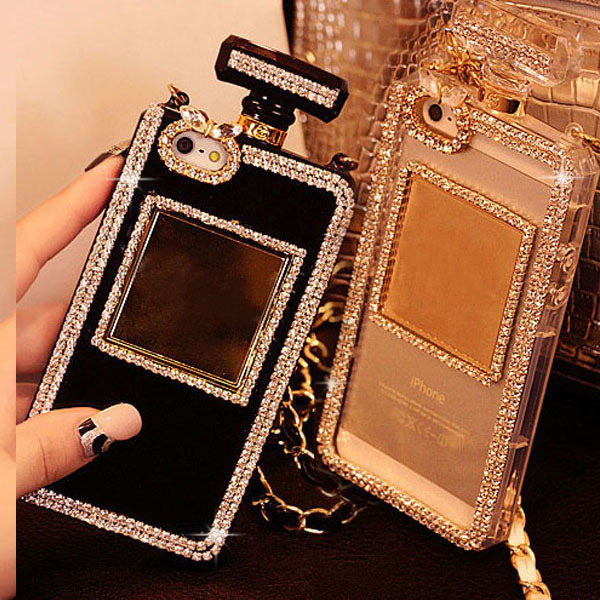 Luxury Diamond Bling Perfume Bottle Lanyard Chain Case For iphone 6 Plus 5 5s 4s for