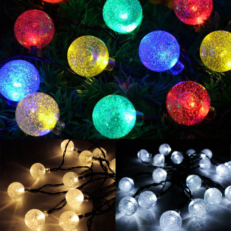 20LED Light Solar Powered Fairy Bubble Ball String Light Outdoor for Christmas Festival Garden Decorative Lamp  E2shoppi