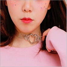 CM697 Fashion punk Jewelry sweet heart Necklace, Clear Transparent PU Leather Choker Punk Goth 100% Handmade Collar Necklace