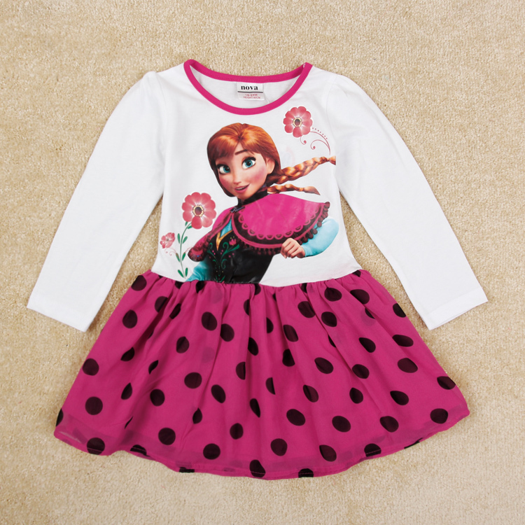 girls clothing  anna dress kids clothes casual girl dress appliques novelty long sleeve princess dresses for baby girls H5393
