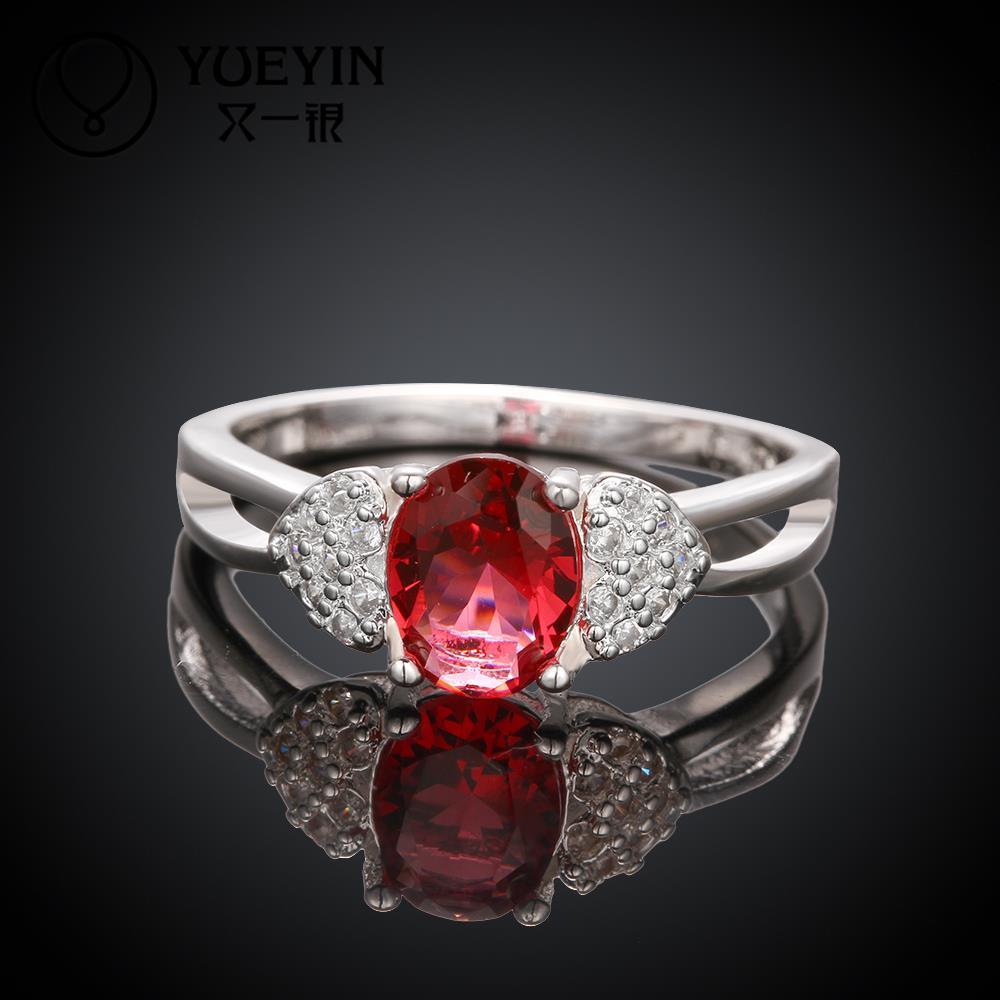 Promotion Crystal Rings Beaded Rings Wedding Rings Trendy Ruby Jewelry Of Silver Plated Women Party Gift