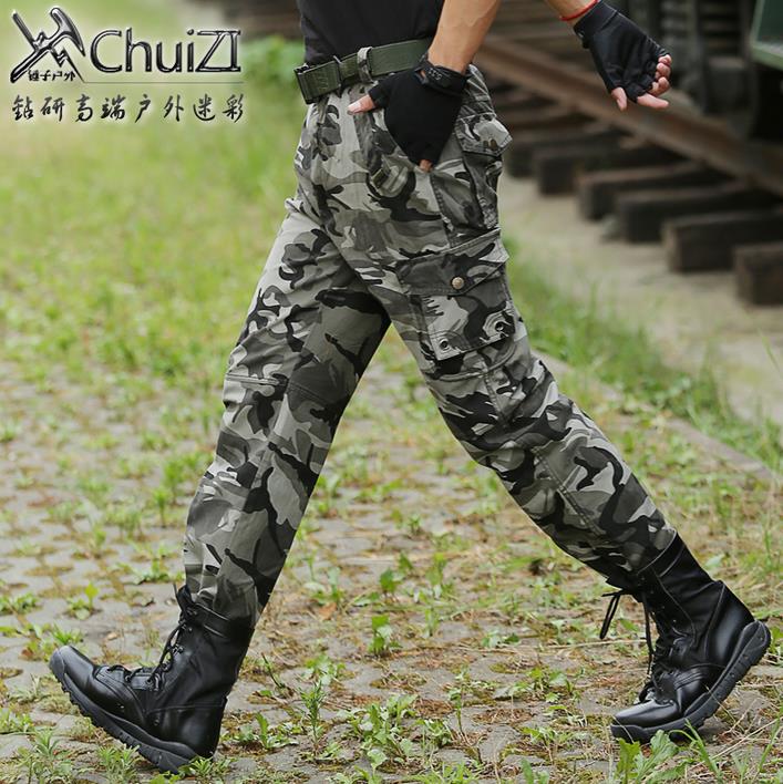 Cotton Camouflage trousers mens Overalls outdoor Army fans Tactical mens sports pants Special forces Slim For training pants