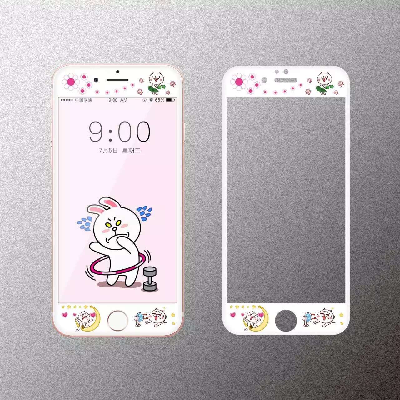 Cartoon cute rabbit Tempered Glass film Protective for iPhone 6 case 6S Front Films Cover font