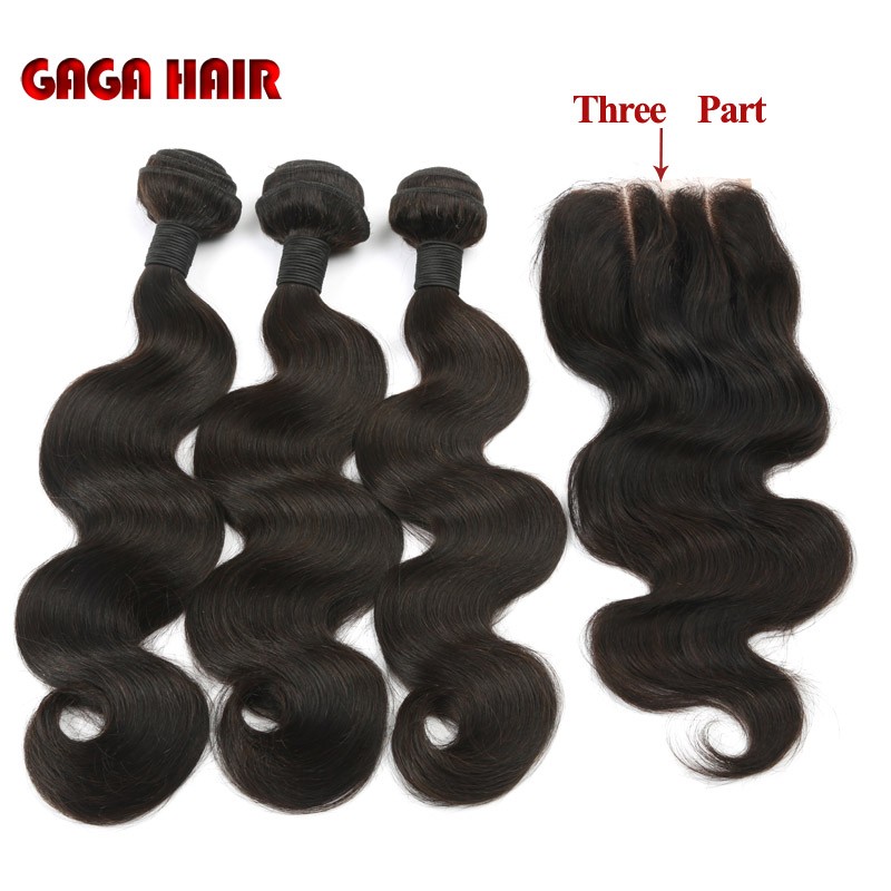Brazilian Virgin Hair Weft Body Wave 3pcs Human Hair Weave Bundles with 1pcs Lace Closure GaGa Hair Products Hair Extensions (39)