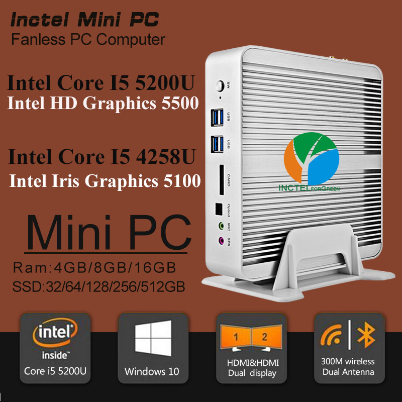 [4Gen Broadwell CPU] Win10 Mini pc i7 Barebone Intel Nuc Fanless