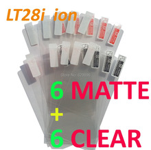 6pcs Clear 6pcs Matte protective film anti glare phone bags cases screen protector For SONY LT28i