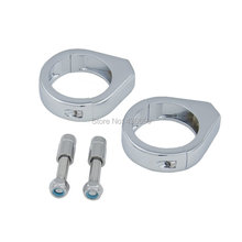 Motorcycle Pair 49mm Chrome Turn Signal Light Relocation Fork Clamps For Harley Davidson