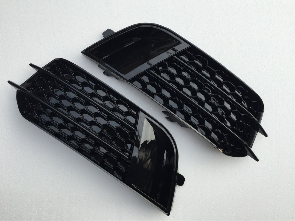 RS1 Style Black Front Fog Light Grille Cover Trim For Audi A1 Non Sline