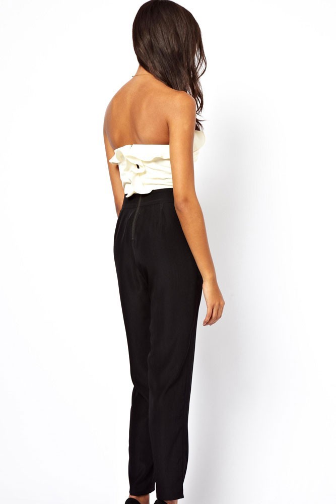 White-Black-Bandeau-Jumpsuit-with-Frill-Front-LC6225-1-2