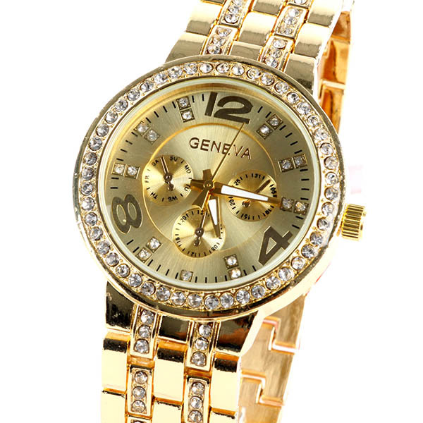 Geneva Bling Crystal Women Girl Unisex Stainless Steel Quartz Wrist Watch