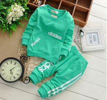 Free shipping 2015 spring new children cotton long sleeved track suit two clothing set Children set