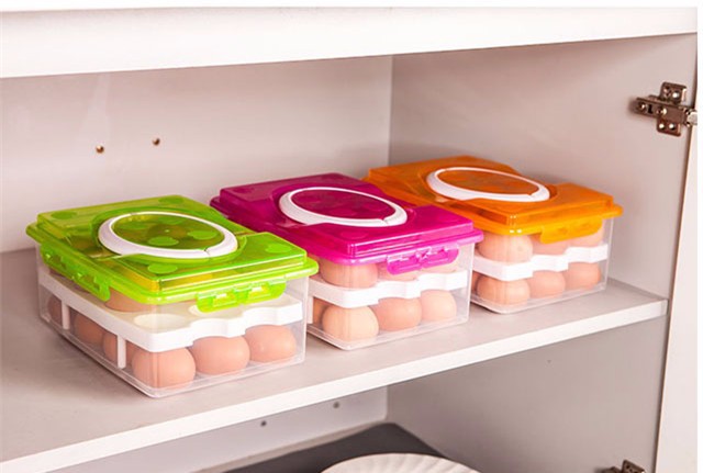 24 Grid Bilayer Egg Storage Box Food Container Keep Eggs Fresh Organizer Kitchen Supplies