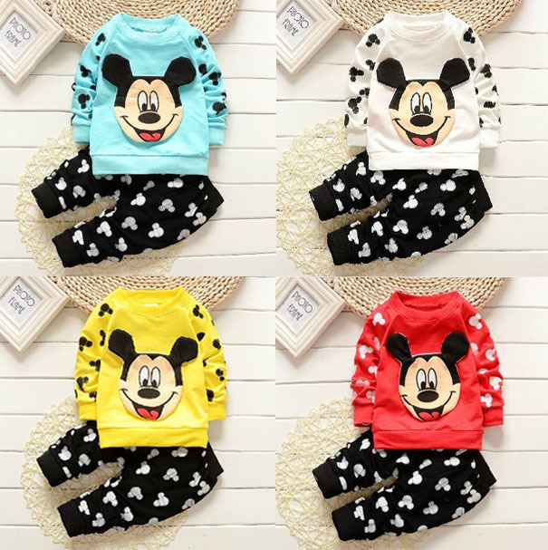 2015 new fashion clothing and girl s clothes children s micky cartoon long sleeved jacket pants