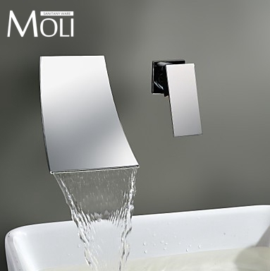 Waterfall wall mount bathroom faucet single handle basin mixer tap