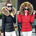 Womens Winter Jackets Coats 2016 Women s Parkas Thick Warm Faux Fur Collar Hooded Black Red