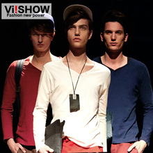2016 Autumn men slim fit t shirt long sleeve fashion 2016 breathable t shirt men v neck solid tshirt