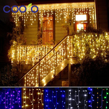 christmas outdoor decoration 3.5m Droop 0.3-0.5m curtain icicle string led lights 220V New year Garden Xmas Wedding Party