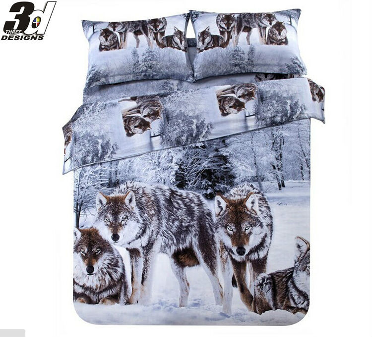 3d wolf bedding set queen size 100 Cotton twill Fabric Doona duvet