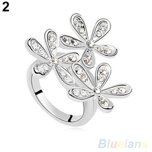 Women s Fashion Full Rhinestone Snowflake Zircon Alloy Wedding Party Jewelry Ring 1SYI