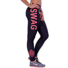 Summer Style 2015 Side letters Sports Pants Swag Exercise Women Sports Tights Elastic Fitness Running Trousers