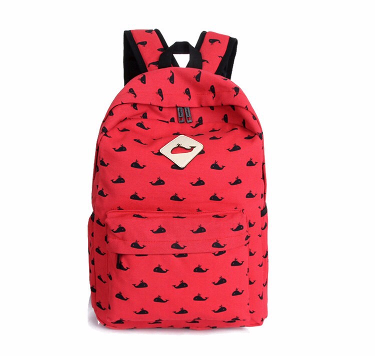 Small whales animals backpacks han edition fashion women canvas backpack girl school bags travel bag (15)