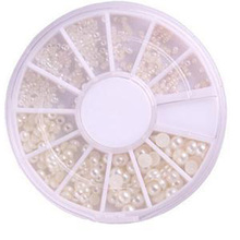 Pure White 3mm Semi-circle Pearl 3d Nail Art Tips Plastic Glitter Charms DIY Decoration Stamping Wheel
