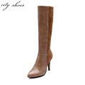 Soft PU Leather Black Sexy Fashion Women Winter Knee High Boots,2014 N