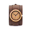 Brand New 2016 Men s Bamboo Wooden Wristwatches With Genuine Cowhide Leather Band Luxury Wood Watches