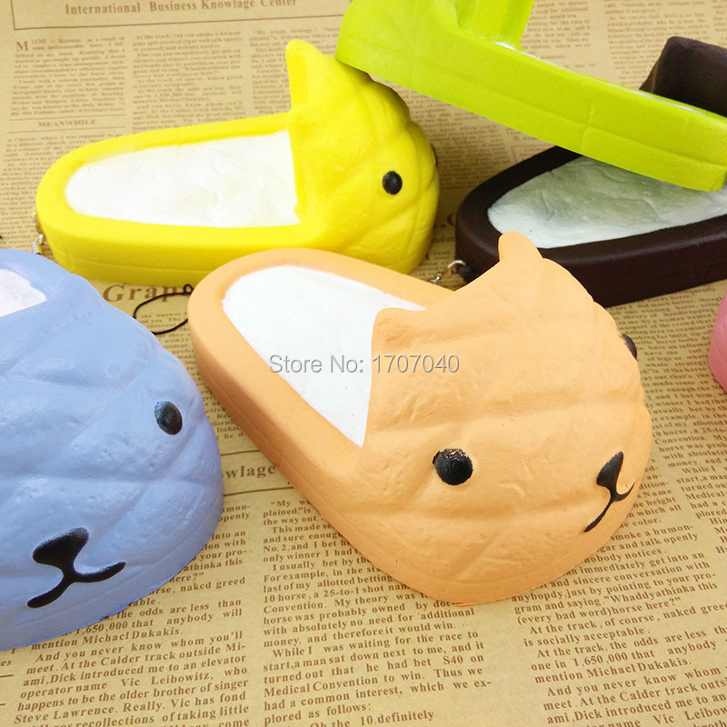 15PCS New Jumbo kapibarasan Squishy Slippers Key Chains Bread Scented Toys Phone Straps Wholesale