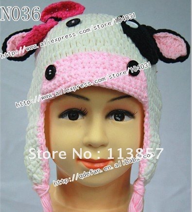 100-cotton-crochet-toddler-cow-hat-beanie-and-earflap ...