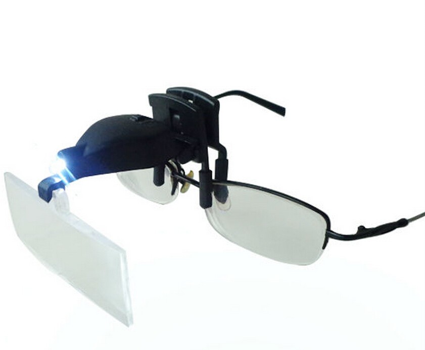 ClipOn 1.5X 2.5X 3.5X Eye Glasses Clip Magnifier Reading LED